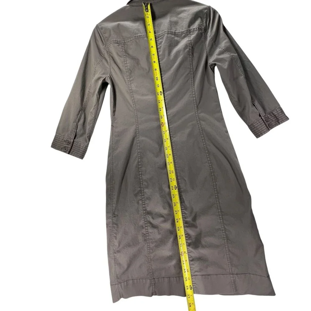 Boden Button Down Shirtdress Womens 3/4 Sleeve Size 4L Brown Putty Gray - Picture 14 of 14